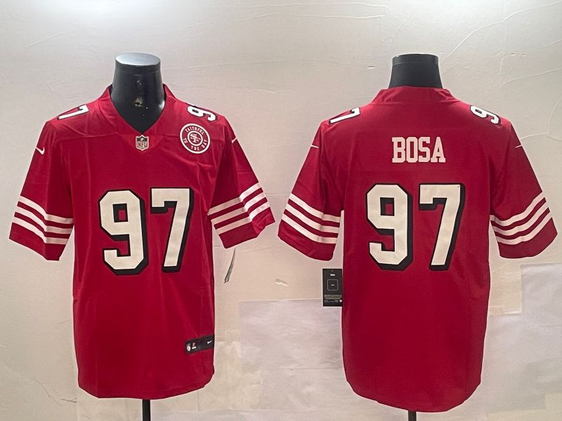 Men San Francisco 49ers #97 Bosa Red Throwback Second generation 2024 Nike Limited NFL Jersey style 4